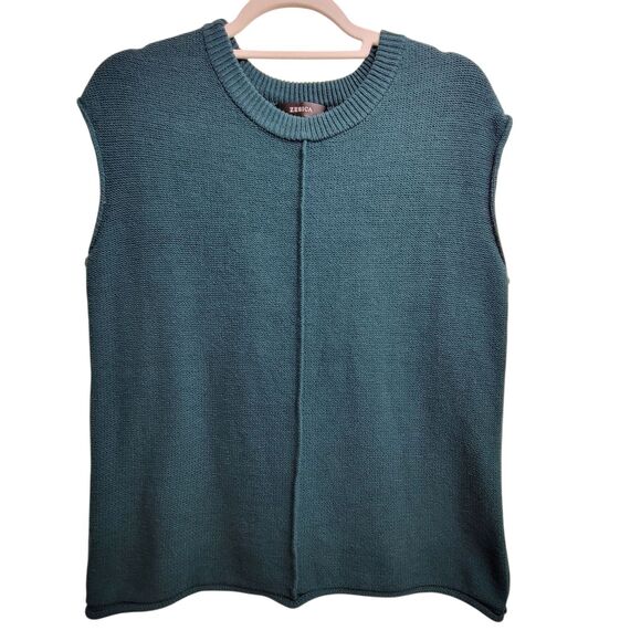 Zesica Green Knit Crewneck Vest Size Small - Picture 1 of 6